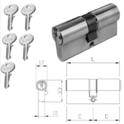 CILINDRO SAGOMATO NICHELATO MM.80 40-40 F5 ISEO