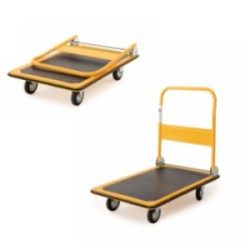 CARRELLO A PIANALE IN ACCIAIO KG.150 RUOTE GOMMA D.100 ART.TRHP200