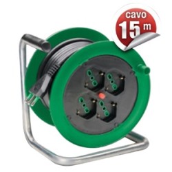 AVVOLGICAVO CIVILE MT.15 3X1,5 4 BIPASSO + SCHUKO SPINA 16A