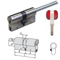CILINDRO SICUREZZA RS3 MM.65 35-30 CON CODOLO + 5 CHIAVI 0L3S7.81.0.CR