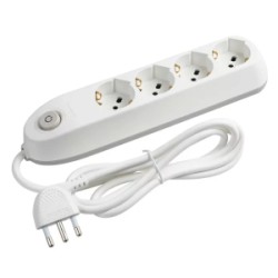 MULTIPRESA 4 POSTI BIPASSO+SCHUKO MT.1,5 C/INT. 3684DB