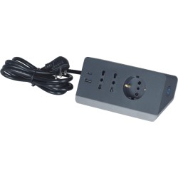 MULTIPRESA DA TAVOLO 3 POSTI + 2 USB A+C C/INT. GRIGIA S3711GBU