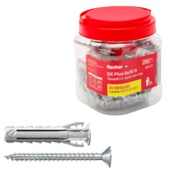 BOX TASSELLO NYLON C/VITE SX PLUS 6x30 S PZ.200 + PUNTA SDS PLUS MM.6