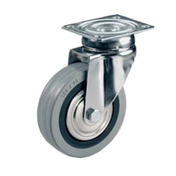 RUOTA GOMMA GRIGIA PIASTRA GIREVOLE MM.80