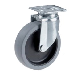 RUOTA GOMMA GRIGIA PIASTRA GIREVOLE MM.50