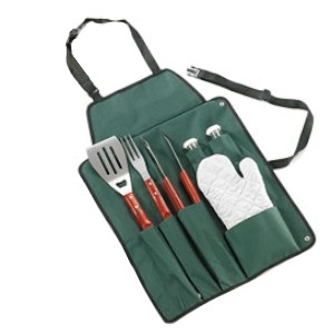 GREMBIULE VERDE CON 6 ACCESSORI X BARBECUE
