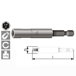 PORTAINSERTI MAGNETICO 1/4" L.100