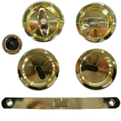 KIT SERRATURA X PORTE SCORREVOLI DA 50 OTTONE C/POMOLO+CHIAVE