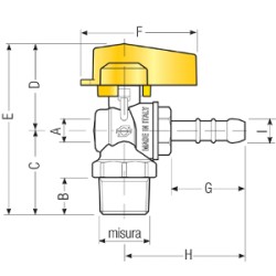 RUBINETTO GAS M 1/2 C/PORTAGOMMA GPL 8117R104