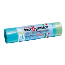 SACCO RIFIUTI PRATICO CM.50X60 AZZURRO PZ.15