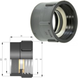 RACCORDO RIDUTTORE IN POLIPROPILENE NERO X CISTERNE 1"XS60X6 FF