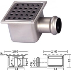 PILETTA INOX 105X105X62 SCARICO ORIZZONTALE