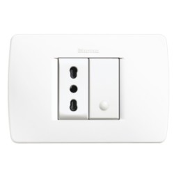 PRESA BIPASSO 10/16A + DEVIATORE LUNA PREMONTATA BIANCA ART.S4183CAB