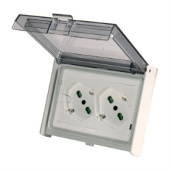 PRESA 2 BIPASSO 10/16A + SCHUKO OPERA/PLA PREMONTATA GRIGIA ART.421021