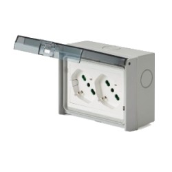 PRESA 2 BIPASSO 10/16A + SCHUKO OPERA/PLA PREMONTATA + SCAT GRIGIA ART.421021PAR