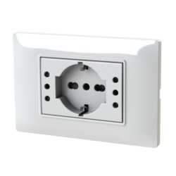 KIT PRESA P503 + SUPPORTO + PLACCA X VIMAR PLANA BIANCA ART.4BP503KIT.BN