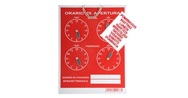 Cartello Orario Apertura Tempopol Rosso 15x11 Cm - Letterfix, Prodotto In Italia - Foto 8